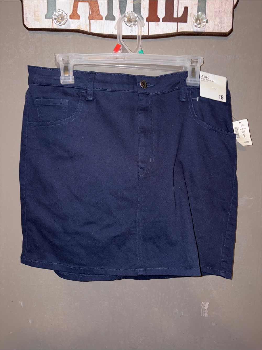 Navy Mini Skirt with Front Slit